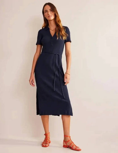 Ribbed-jersey Midi Shirt Dress