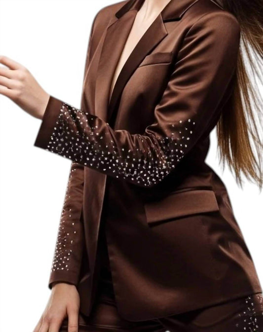 Rossario George - Honey Chocolate & Rhinestone Blazer And Pant Suit - Rack Hunt -