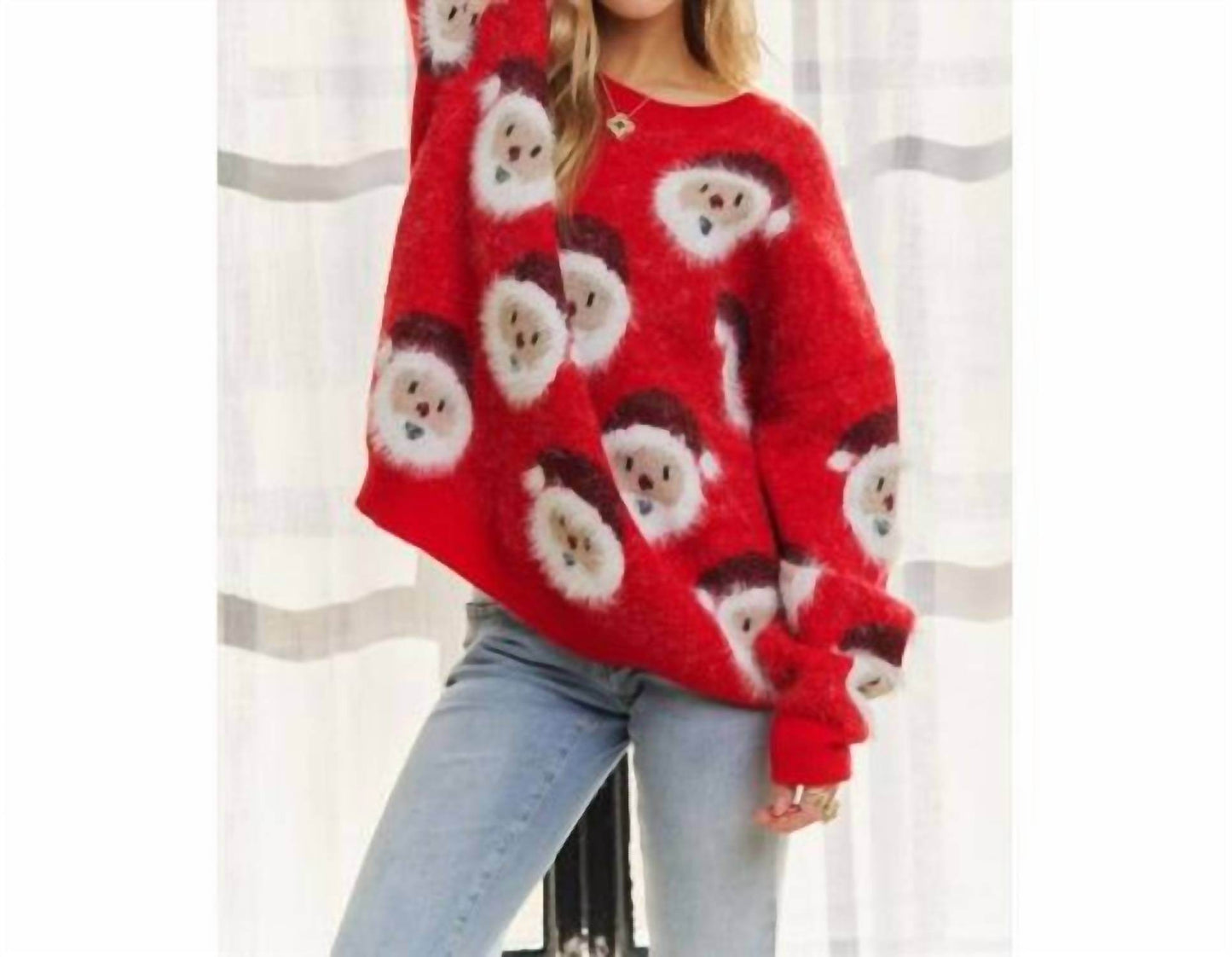 Midwest Tees - Santa Claus Fluffy Long Sleeve Sweater - Rack Hunt -