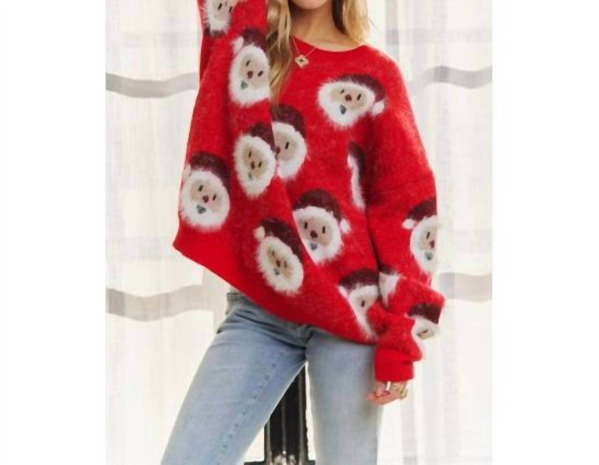 Midwest Tees - Santa Claus Fluffy Long Sleeve Sweater - Rack Hunt -