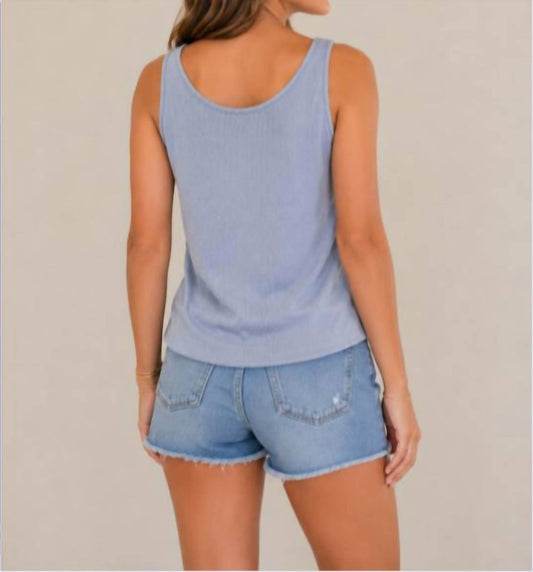 Ribbed Button Down V Tank