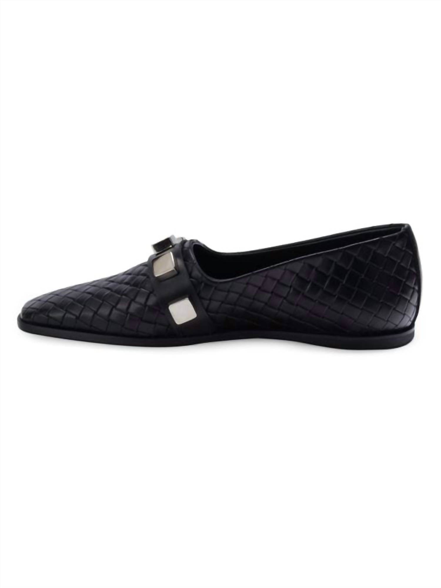 Costume National - Women's Studded Woven Leather Loafers - Rack Hunt -
