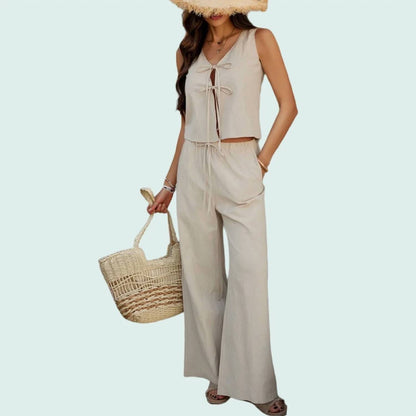 Tansy Tie-front Wide Leg Pant Set