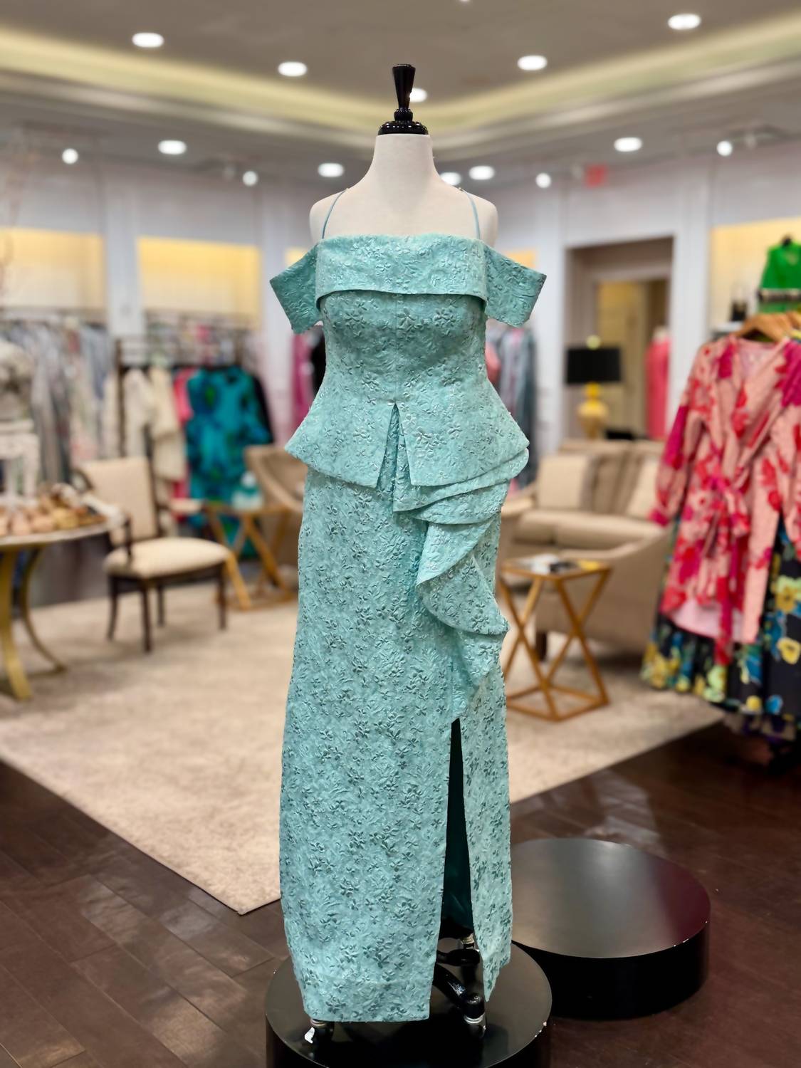 Women's Off Shoulder Cascade Evening Gown