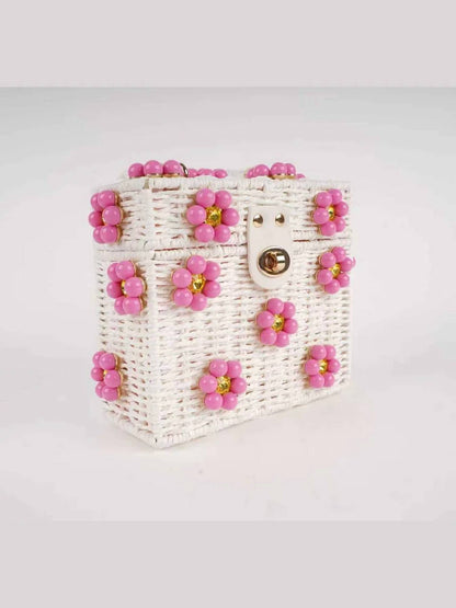 Women's Wicker Bucket Flower Bag