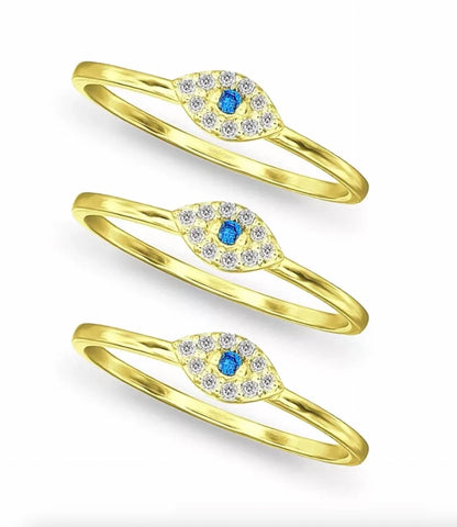 Women's Cubic Zirconia Evil Eye Trio Stack Ring