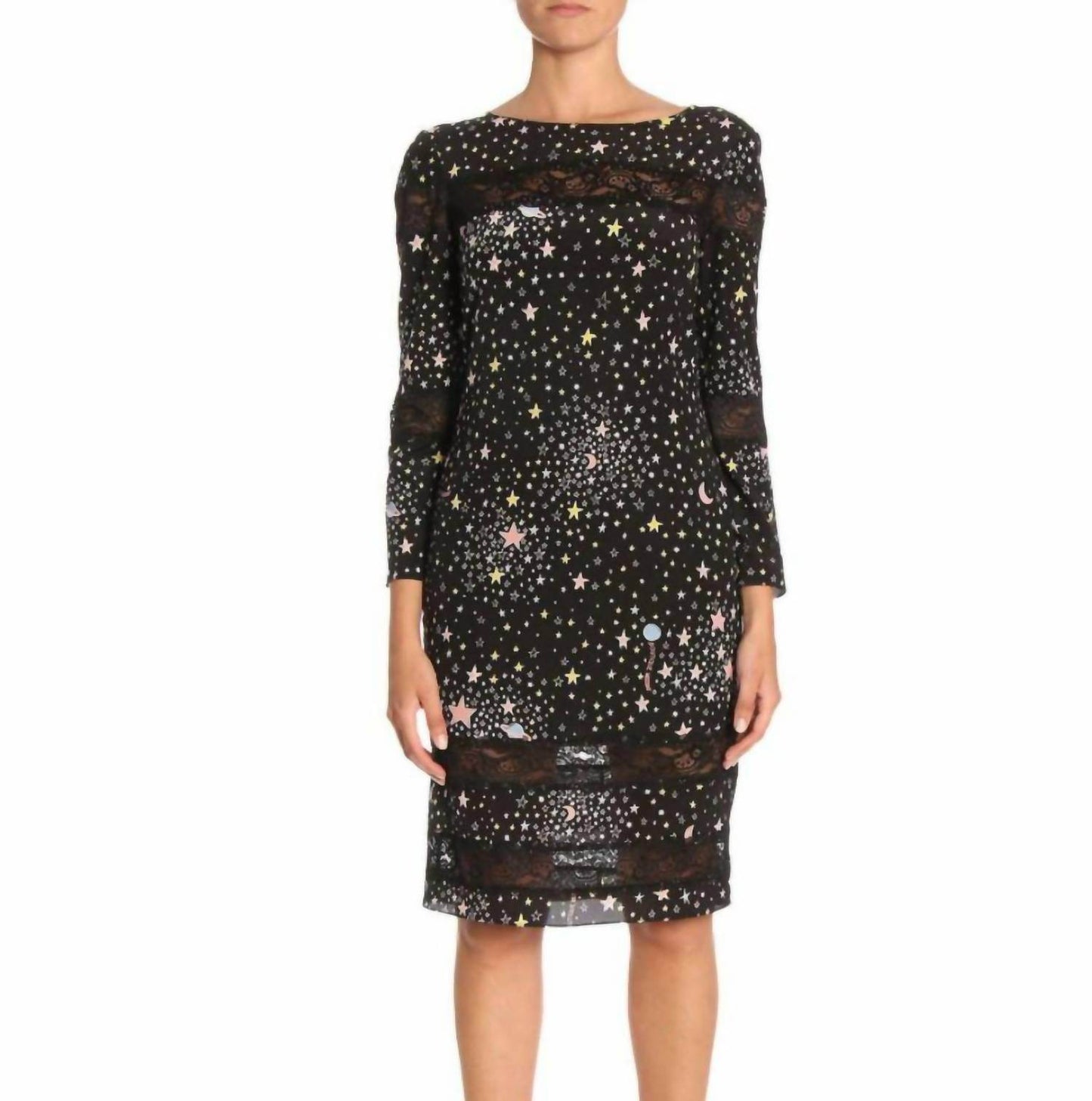 Boutique Moschino - Silk Star Print Lace Accent Dress - Rack Hunt