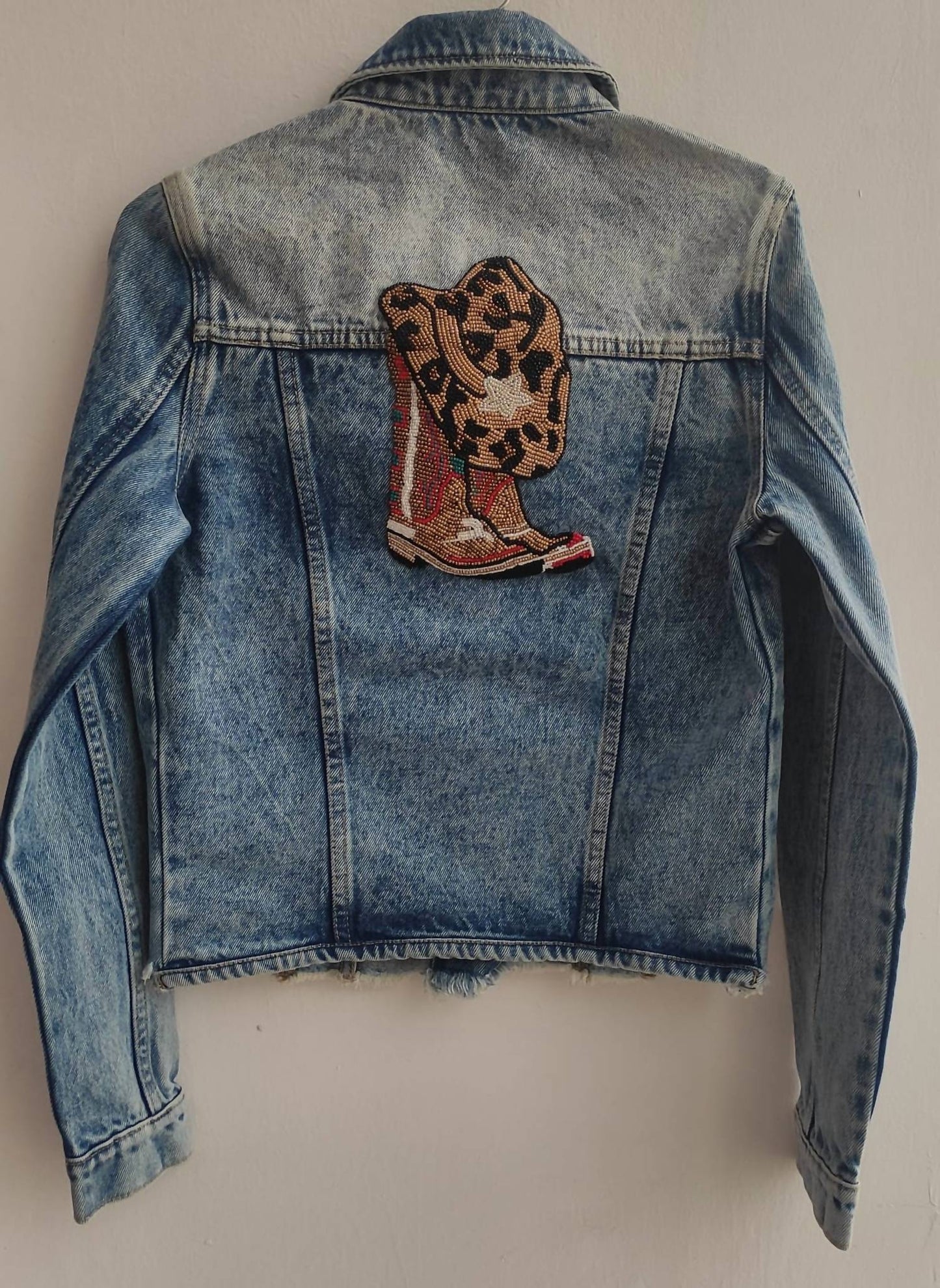 Women's Cowboy Boots And Hat Cropped Denim Jacket