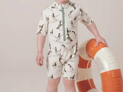 Kid's Goose Zipper Shortall Swimsuit