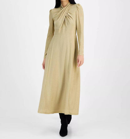 Harland Faux-wrap Metallic-threaded Midi Dress