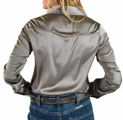 Cowgirl Tuff - Stretch Satin Long Sleeve Top - Rack Hunt