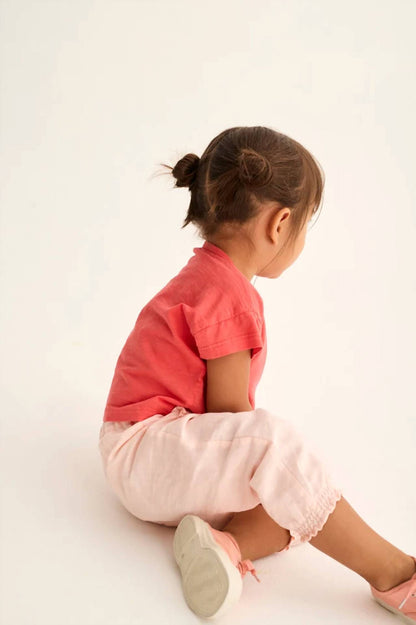Girls Cotton Linen Ruffle Pants