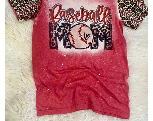 Women's Baseball Mom Bleached Graphic Tee