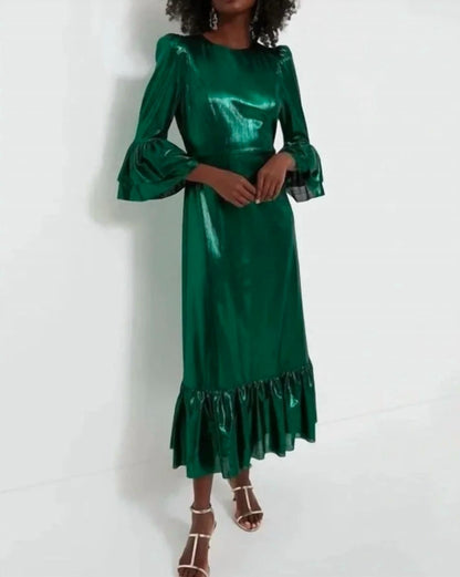 Lillith Crinkle Lurex Maxi Dress