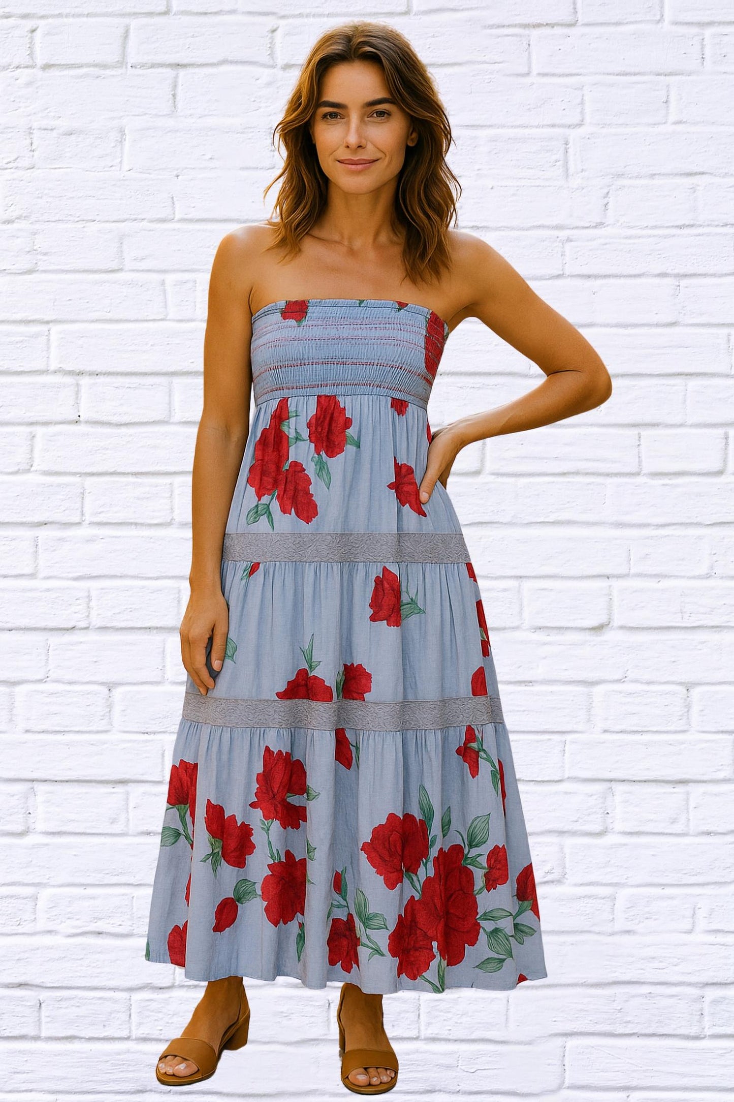 Jade Big Flower Print Dress