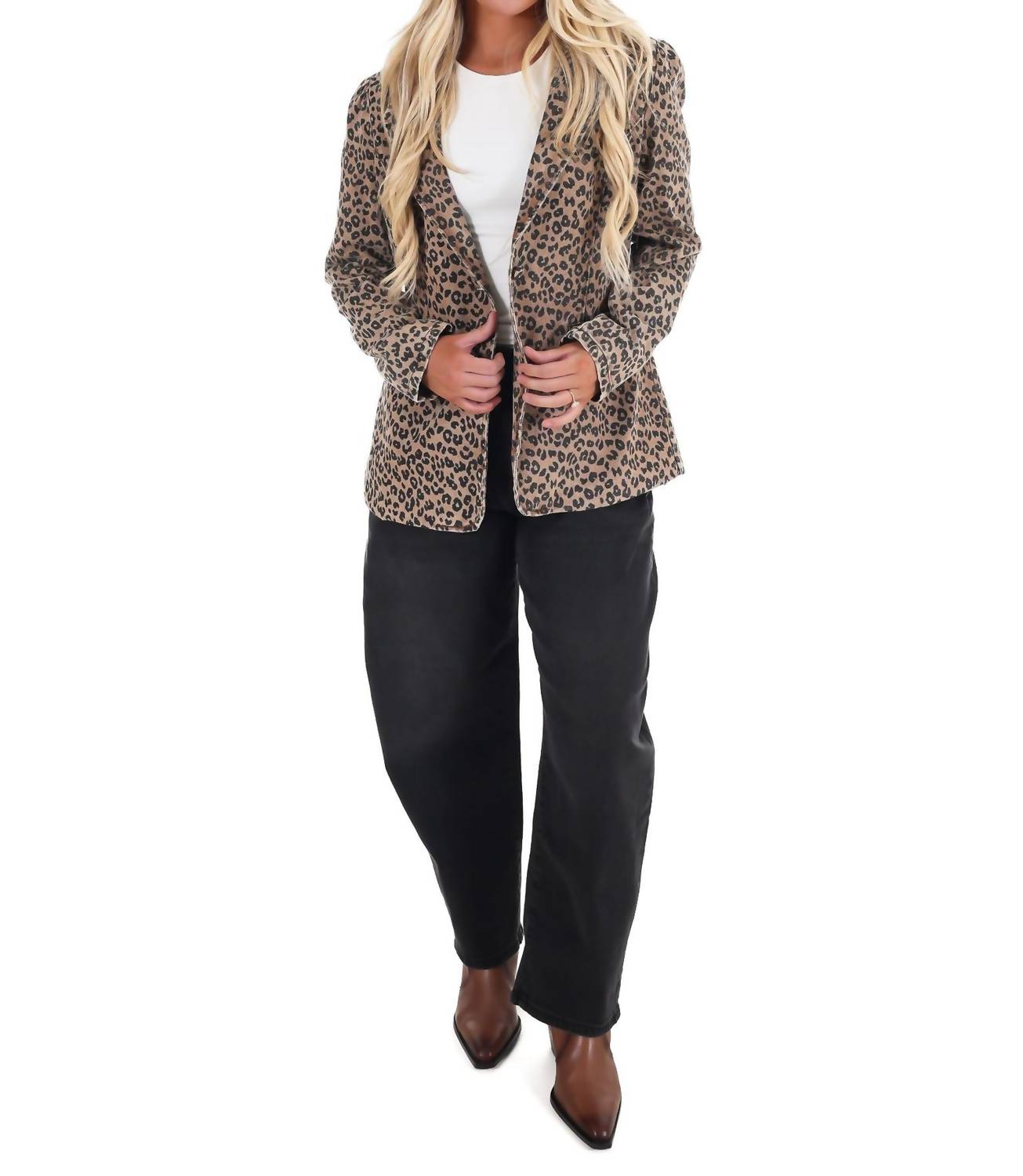 Wild Side Leopard Denim Blazer