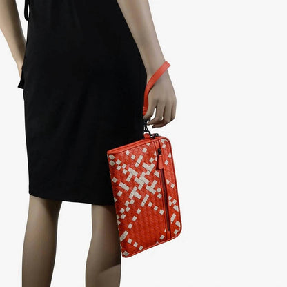 Women's Two-tone Leather Document Case Wristlet