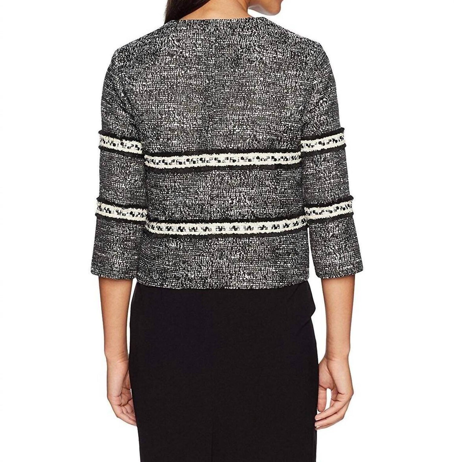 Ellen Tracy - Cropped Tweed Open Front Blazer - Rack Hunt -