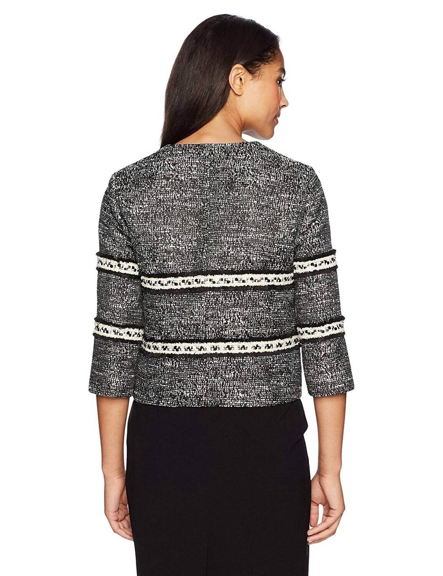 Ellen Tracy - Cropped Tweed Open Front Blazer - Rack Hunt -