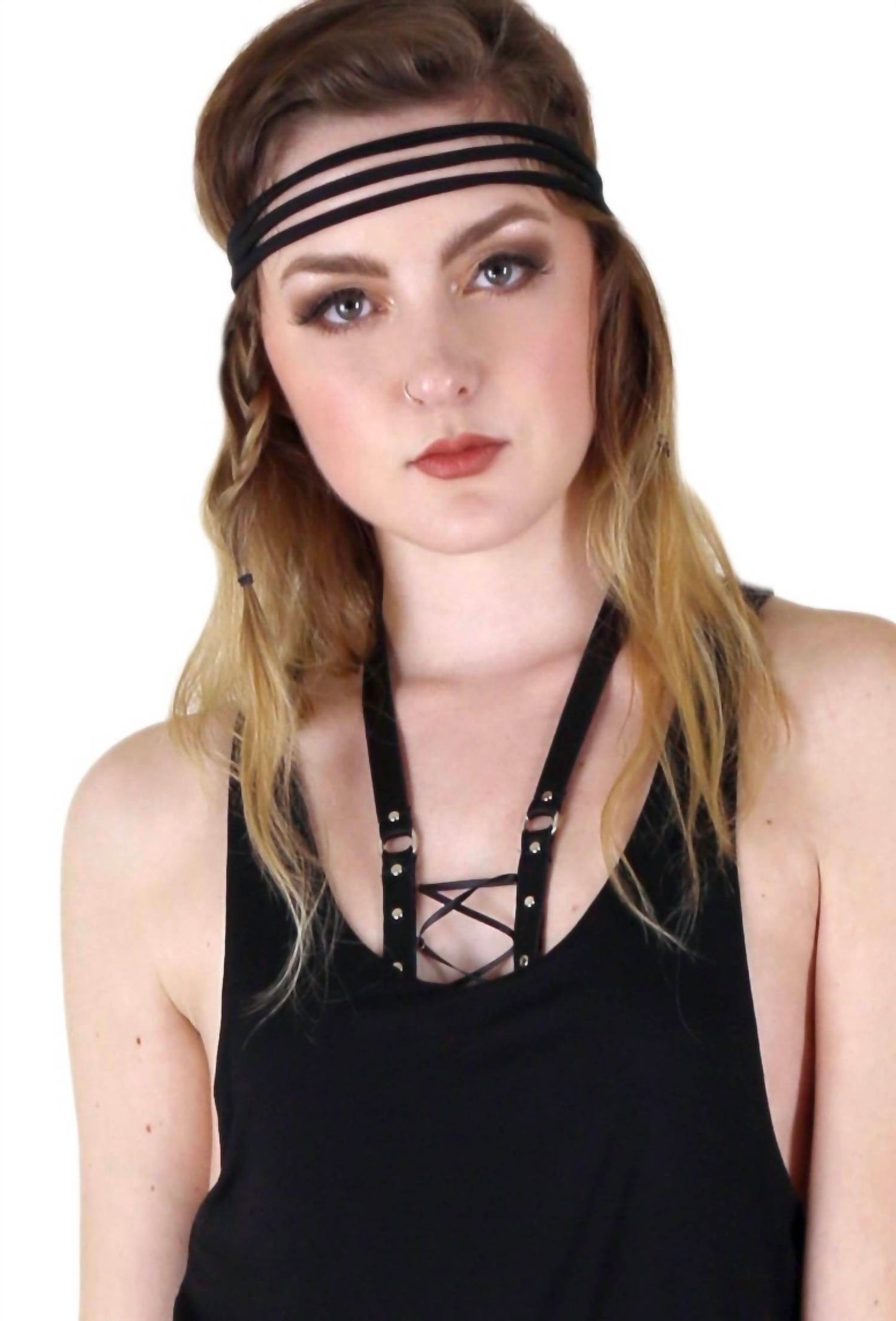 Tough Luv - Corset Lace Up Elastic Halter Harness - Rack Hunt -