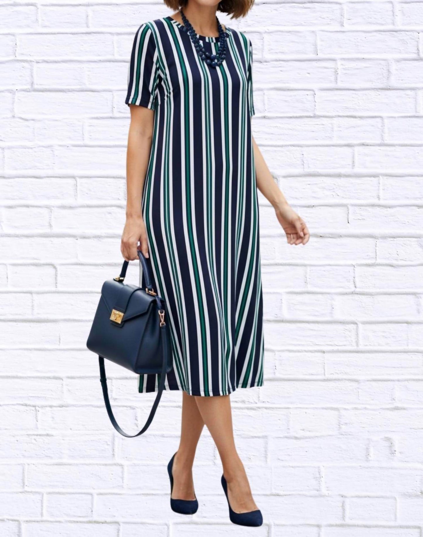 Calypso - Striped Knit Bon Bon Dress - Rack Hunt -