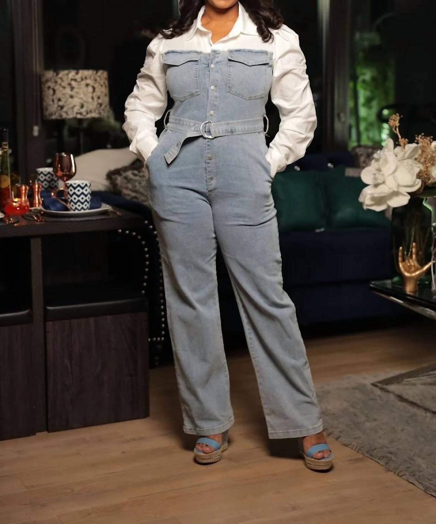 Denim Shirt Jumpsuit
