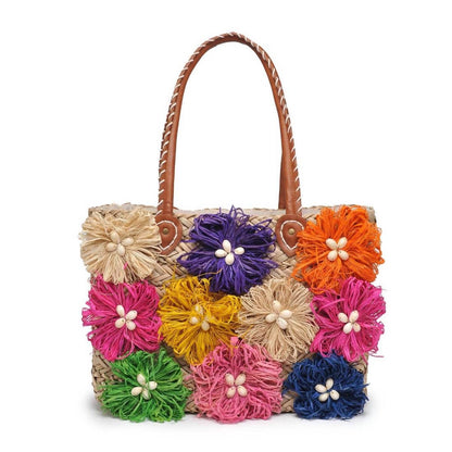 Women's Queenie Floral Straw Tote Bag