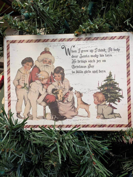 Primitive Renditions - When I Grow Up Vintage Santa Box Sign - Rack Hunt -