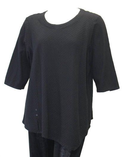 Asymmetrical Textured Cotton Top Plus