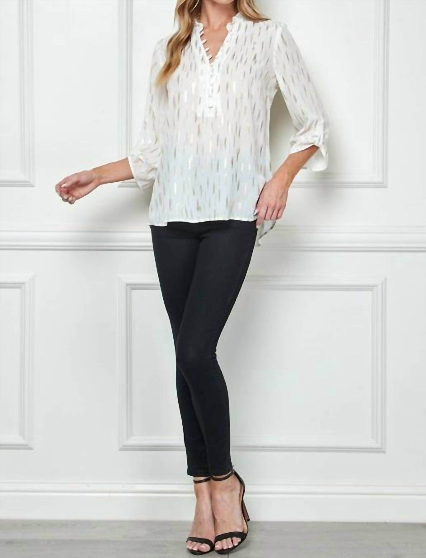 Sara Michelle - Women's Gianna Ruffle Neck Blouse - Rack Hunt -