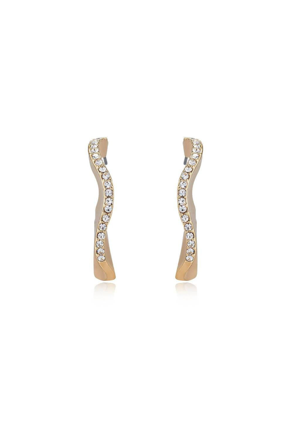 Women's Ripple Pave Hoops Earrings