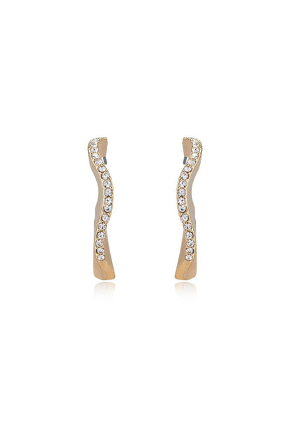 Women's Ripple Pave Hoops Earrings