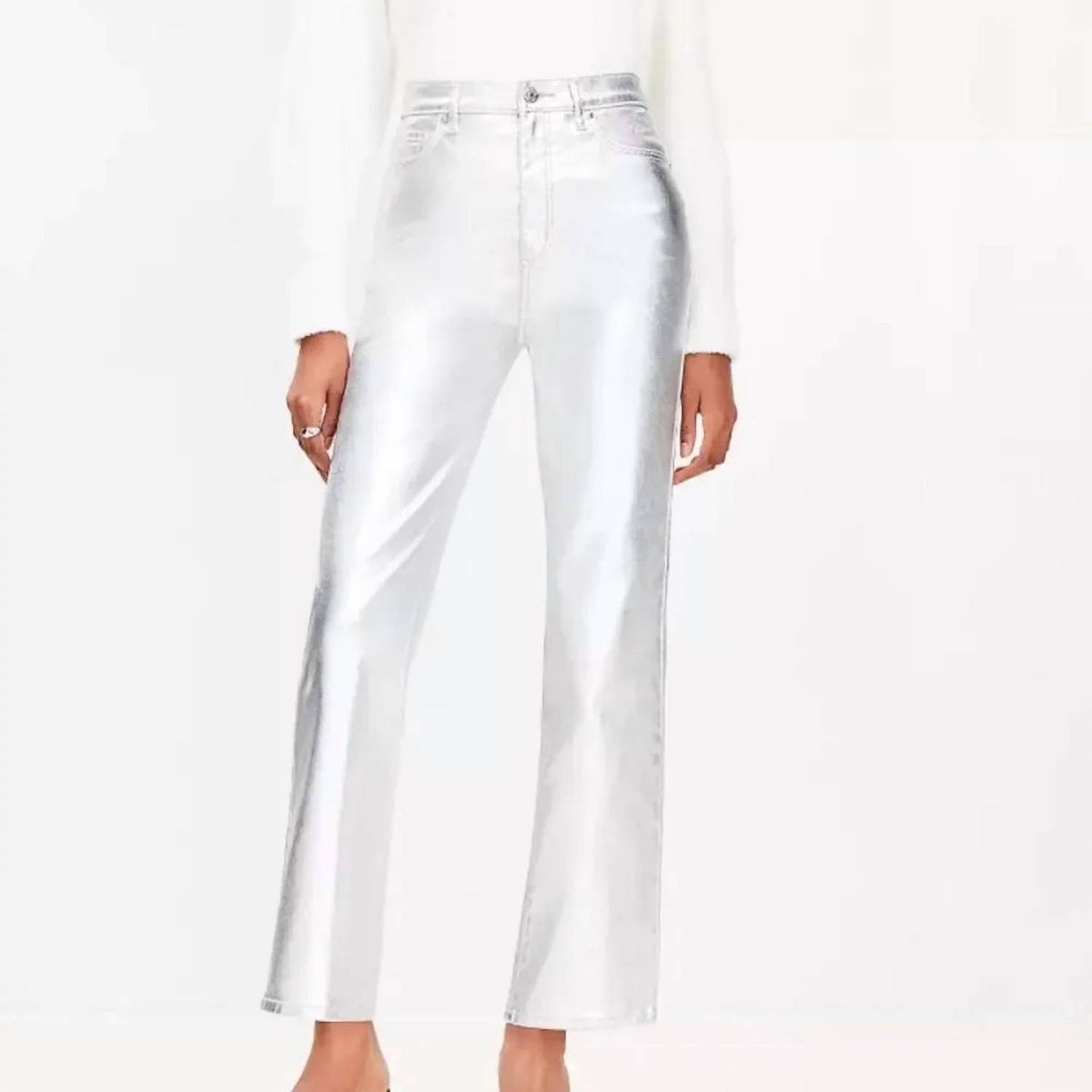 Coated High Rise Straight Leg Jeans