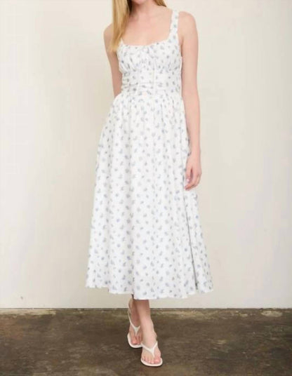 Floral Sleeveless Front Tie Corset Midi Dress