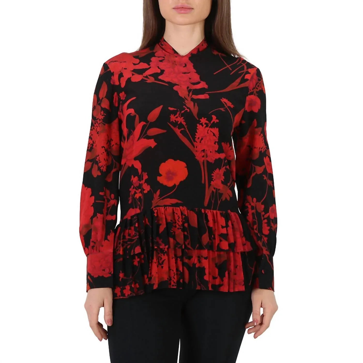 Valentino - Floral Print Pleated Trim Blouse - Rack Hunt