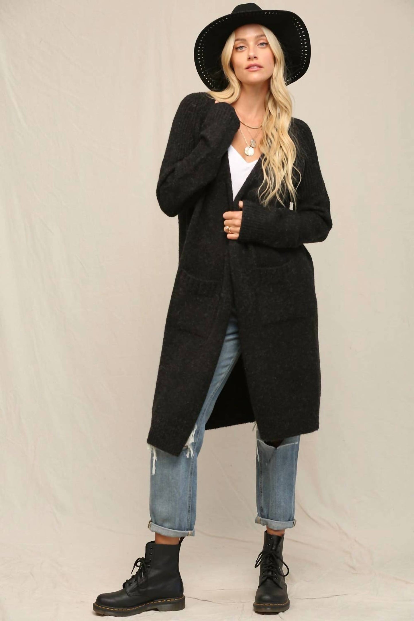 Midi Open Front Cardigan
