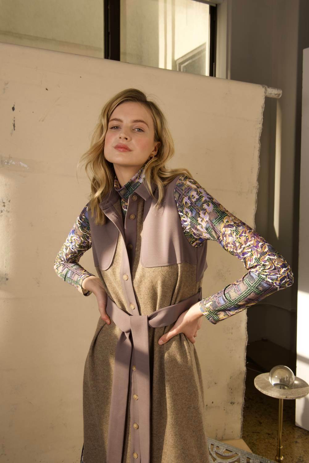 NNA - Zelda Taupe Wool Belted Dress - Rack Hunt -