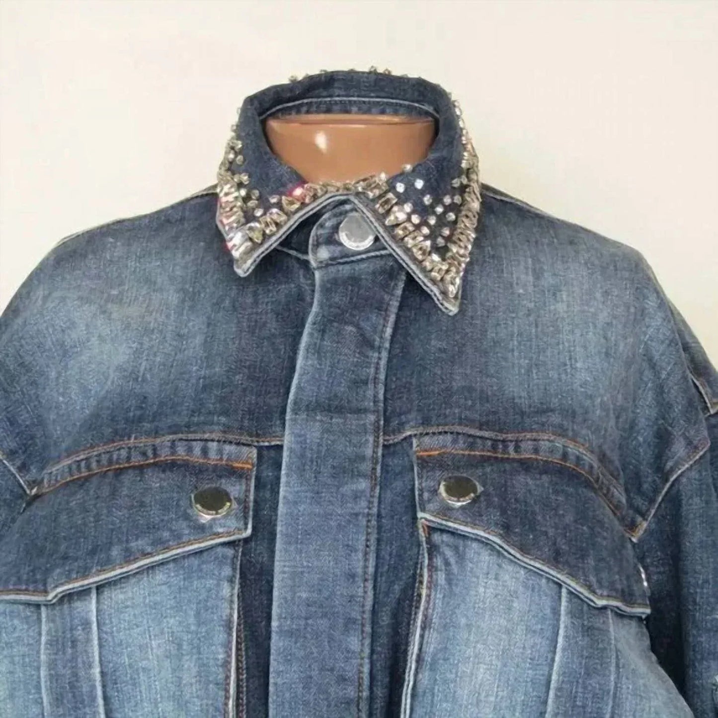 PHILIPP PLEIN - Women's Long Sleeve Strass Denim Cargo Jacket - Rack Hunt