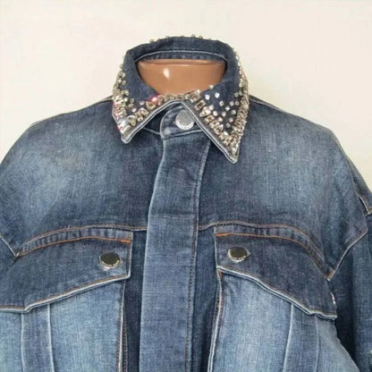 PHILIPP PLEIN - Women's Long Sleeve Strass Denim Cargo Jacket - Rack Hunt