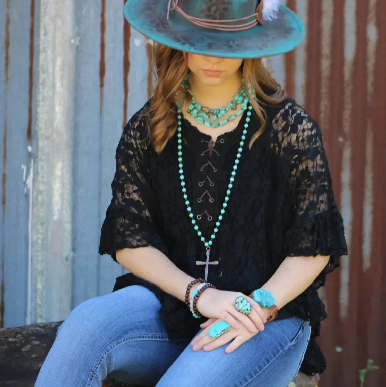 Jewelry Junkie - Women's Long Beaded Antique Copper Cross Necklace - Rack Hunt