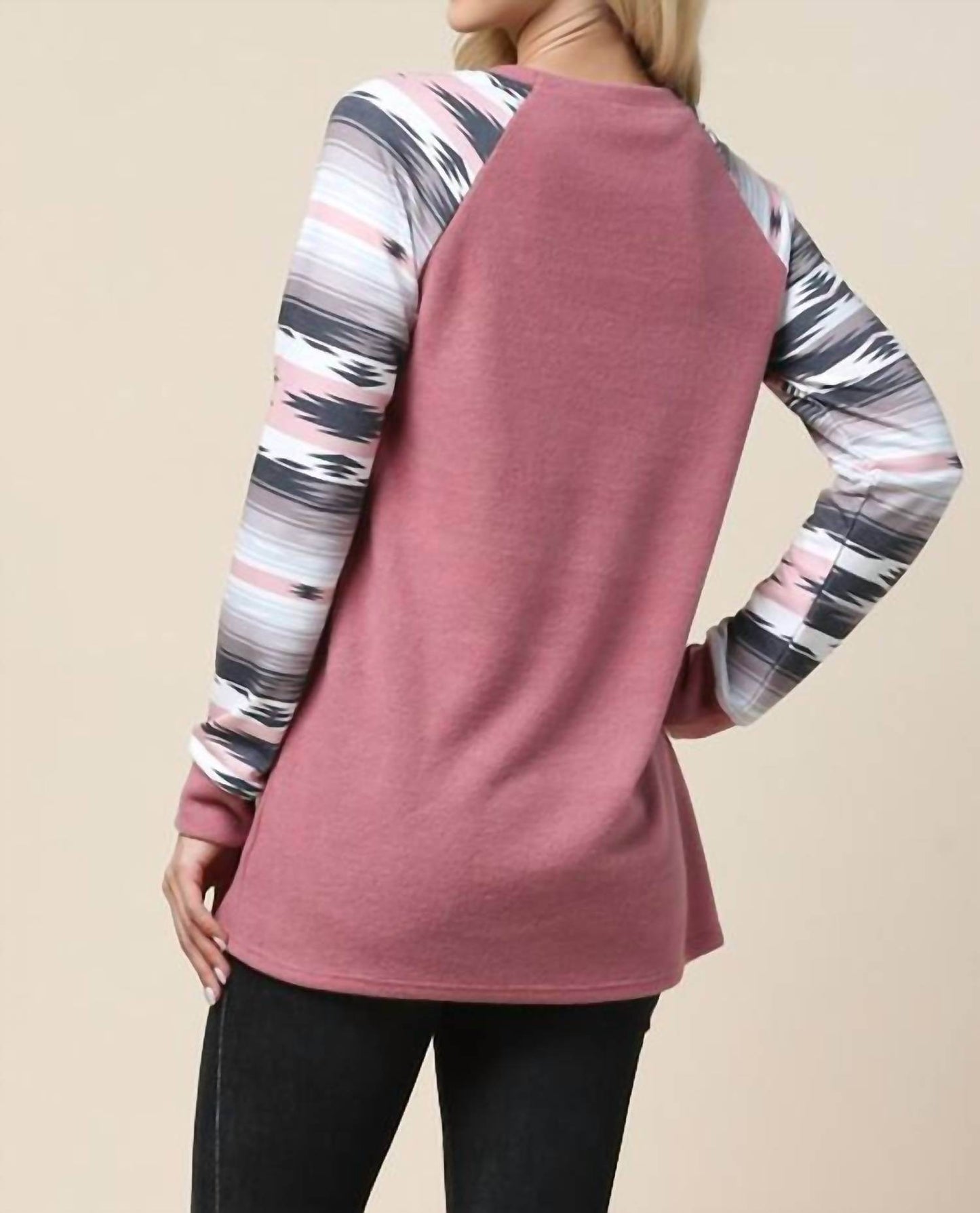 Avery Apparel - Lucy Aztec Print Raglan Top - Rack Hunt