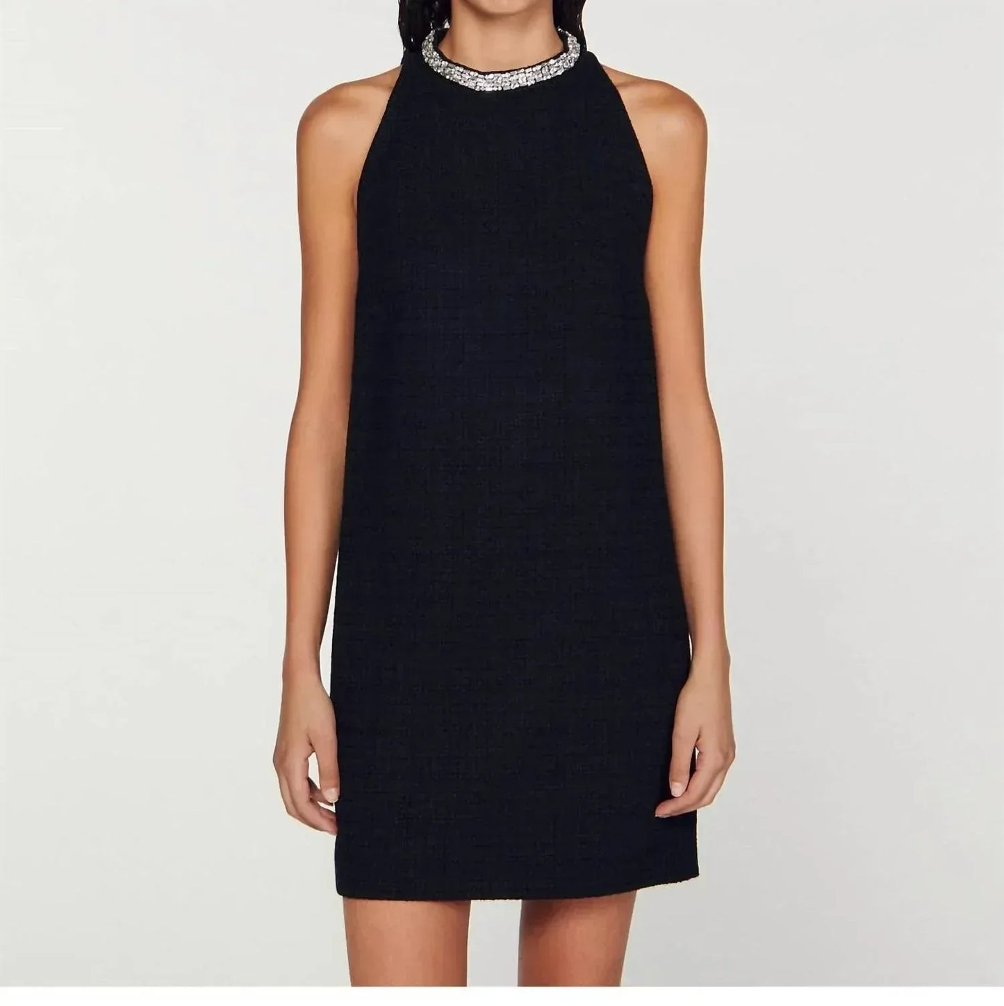 Sandro - Sleeveless Embellished Collar Cotton Mini Dress - Rack Hunt