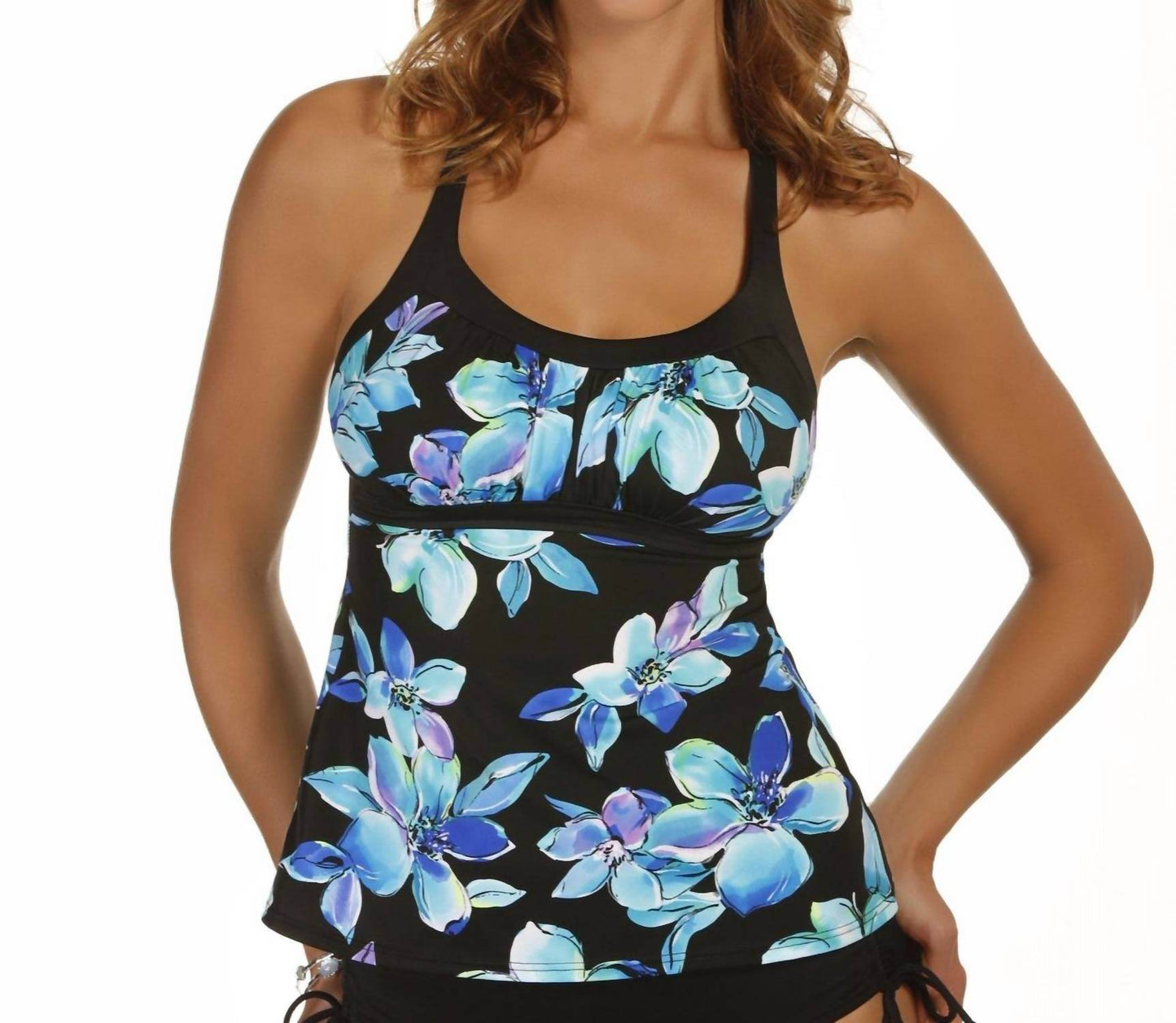Caribbean Joe - Framed Peasant Tankini Top - Rack Hunt