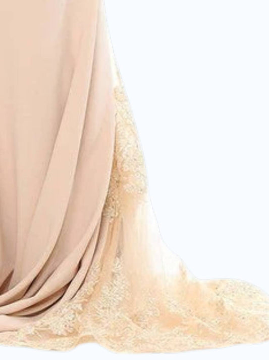 Lace Embroidered Off-shoulder Mermaid Gown With Sheer Train