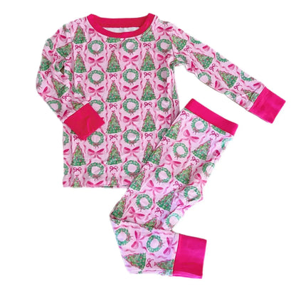 Small Shop - Girl's Christmas Tree Bamboo Pajama Set - Rack Hunt