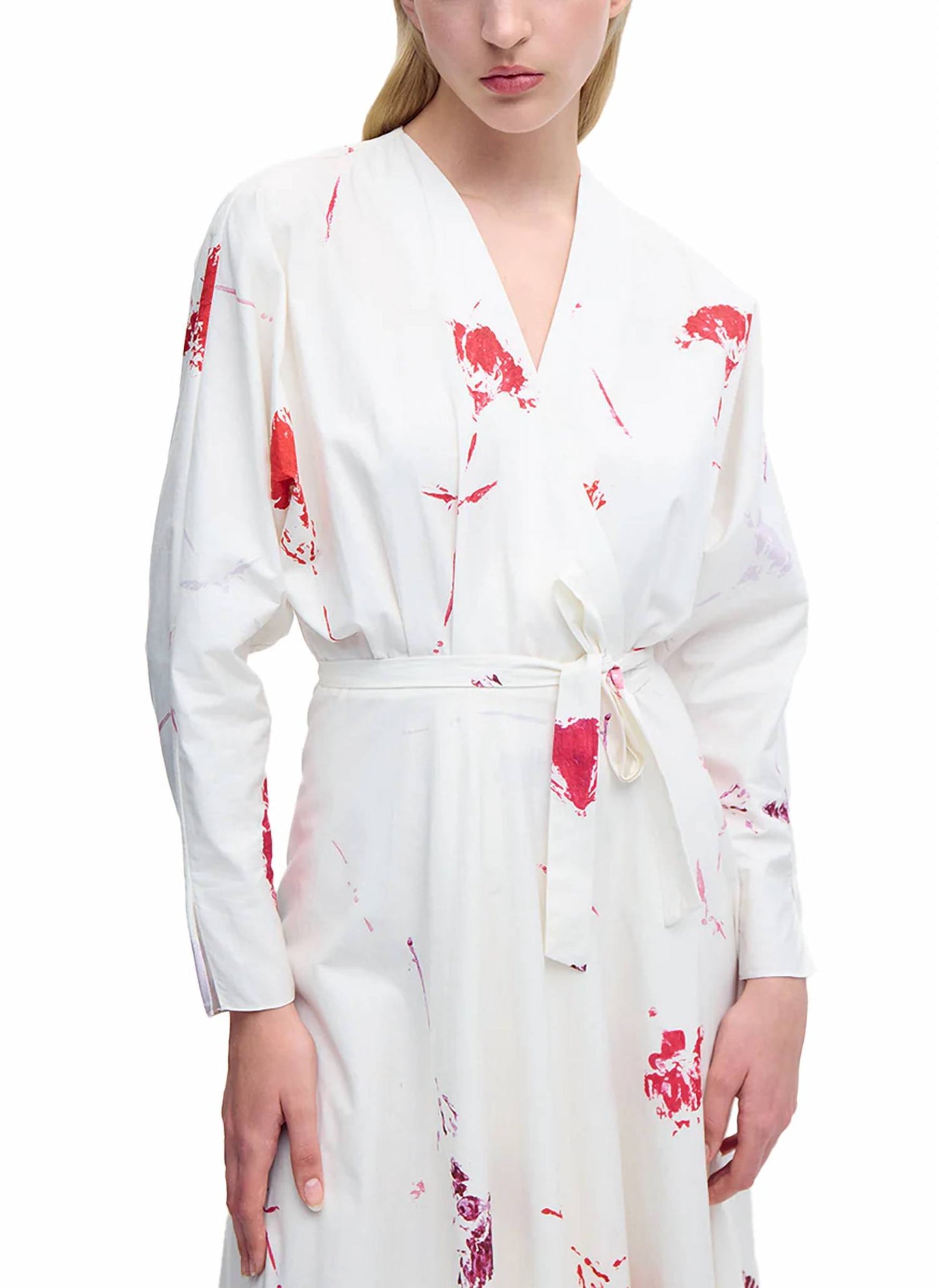 V-neck Cotton Wrap Dress