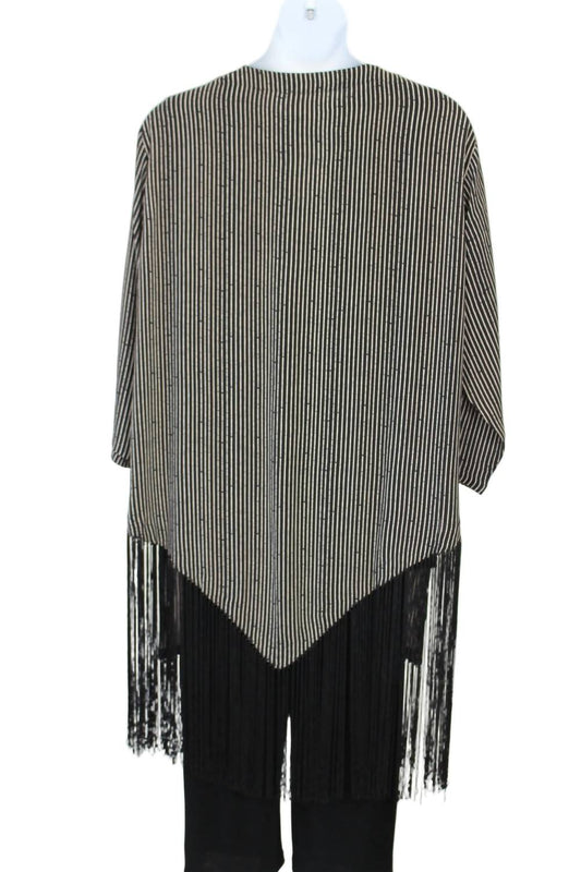 Women's Bamboo Striped Duster with Fringe