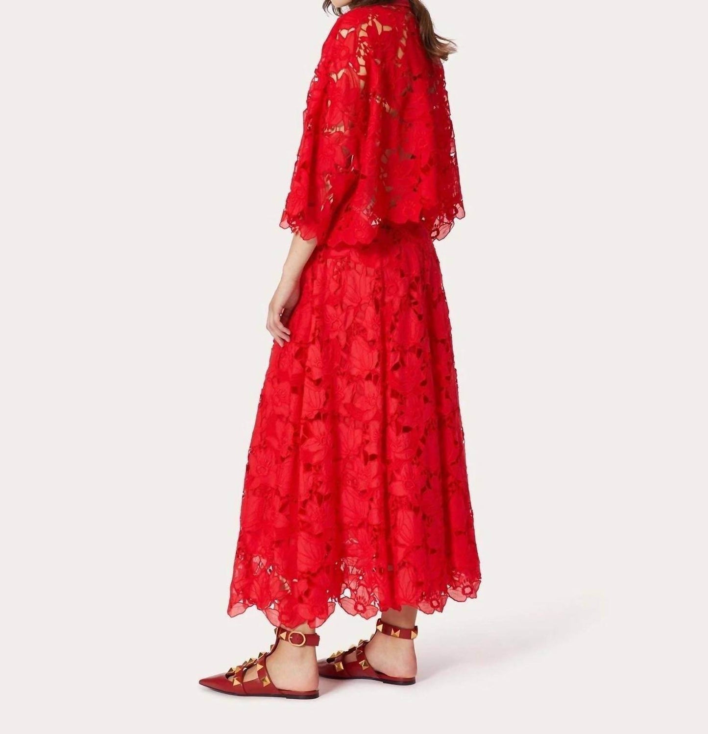 Valentino - Mussoline Carving Lace Midi Skirt - Rack Hunt