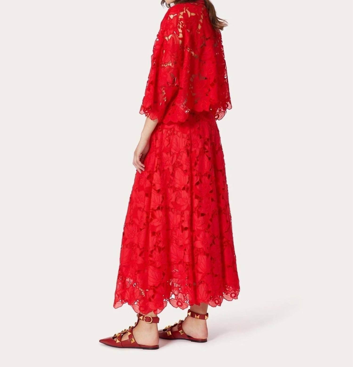 Valentino - Mussoline Carving Lace Midi Skirt - Rack Hunt