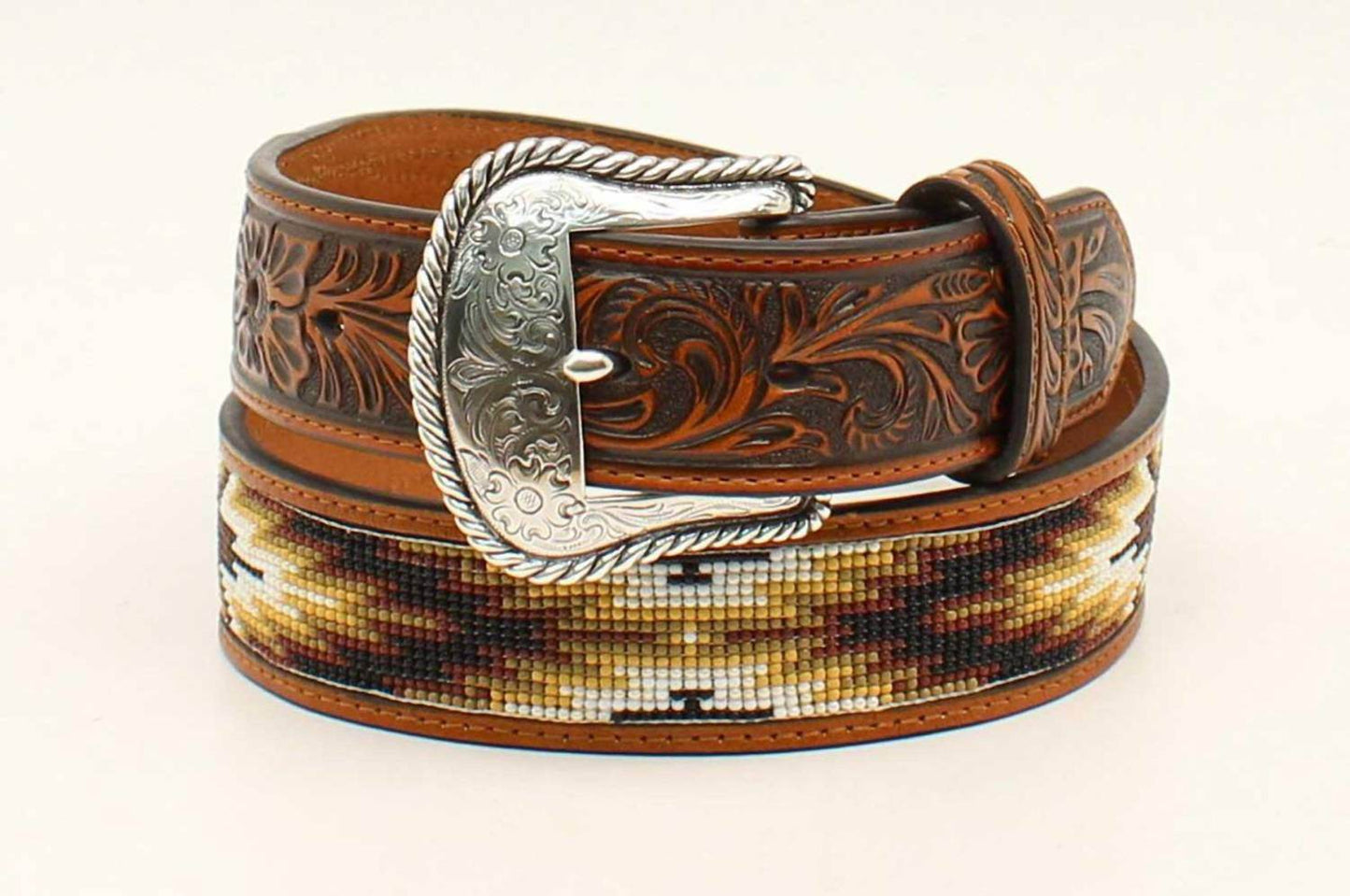 Nocona Belt Co. - Men's Aztec Beaded-stitch Leather Belt - Rack Hunt